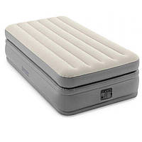 Кровать надувная односпальная Intex 64162 со встроенным электронасосом 220В, Grey S