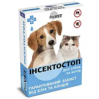 Капли ProVET Инсектостоп для взрослых кошек и собак, от блох и клещей, 1 пипетка по 0.8мл
