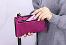 Шкіряна жіноча рожева сумка на плече/ Повсякденна сумка гаманець зі шкіри Crazy Horse/ Сумка для телефону через плече, фото 6