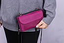 Шкіряна жіноча рожева сумка на плече/ Повсякденна сумка гаманець зі шкіри Crazy Horse/ Сумка для телефону через плече, фото 4