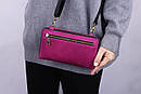 Шкіряна жіноча рожева сумка на плече/ Повсякденна сумка гаманець зі шкіри Crazy Horse/ Сумка для телефону через плече, фото 2