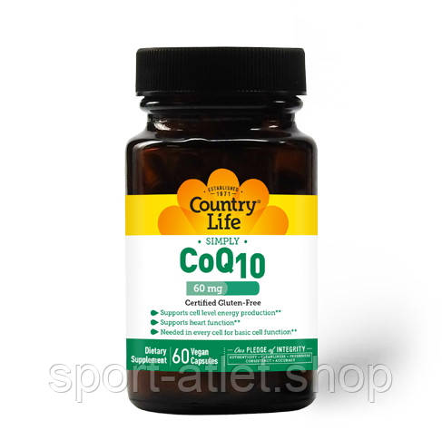 Натуральна добавка Country Life CoQ10 60 mg, 60 вегакапсул, фото 1