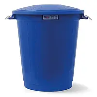 Сміттєвий бак із круглою кришкою на клямках сірий пластик 70 л Синій