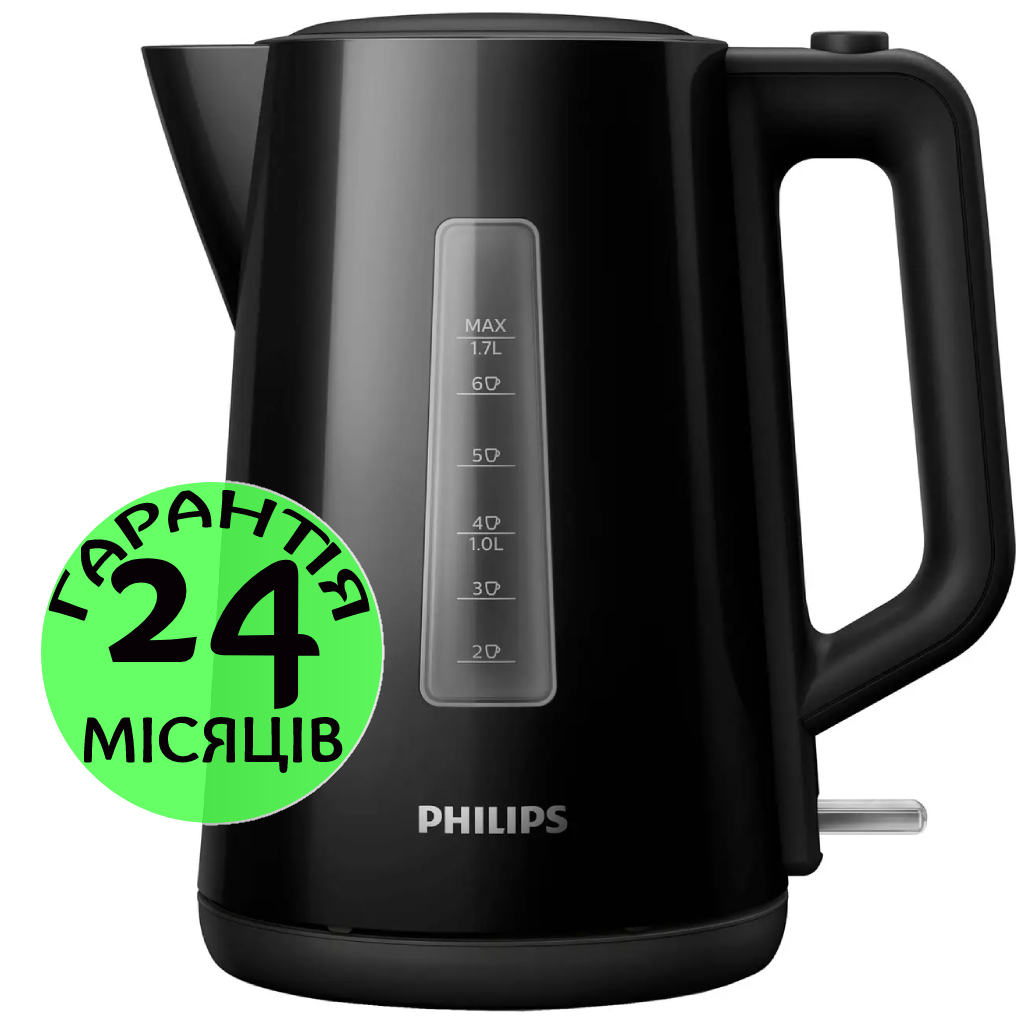 Электрочайник Philips Series 3000, пластиковый, черный, электрический ...