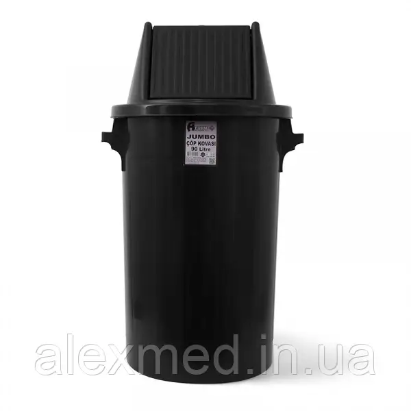 Сміттєвий бак типу буфет із поворотною кришкою 90 л Чорний, фото 1