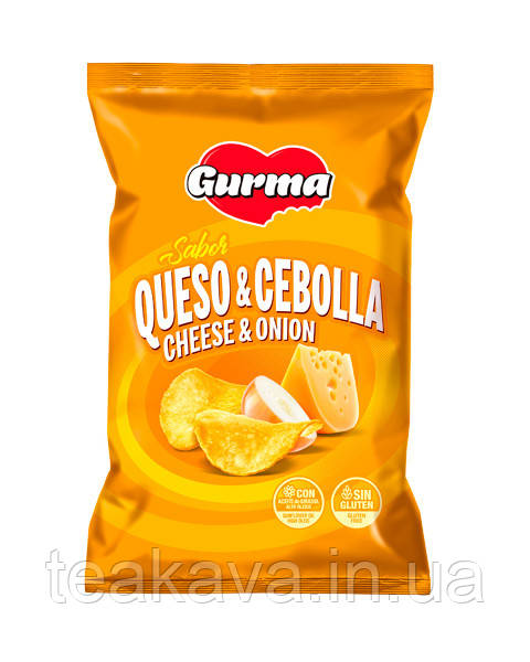 Чипси GURMA Queso & Cebolla/Cheese & Onion зі смаком сиру та цибулі, 110 г (8437008505640)