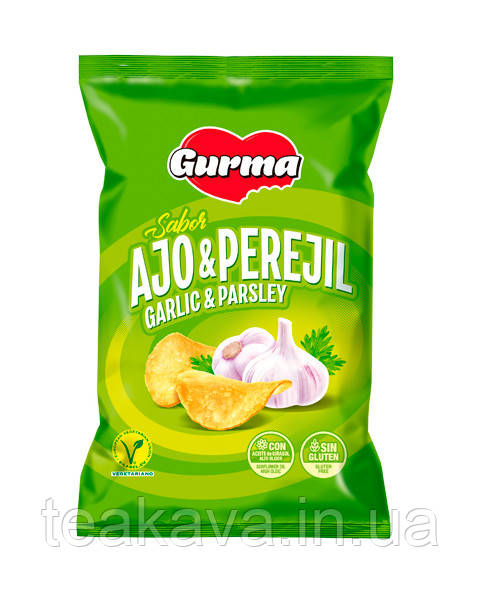 Чипси GURMA Ajo & Perejil/Garlic & Parsley зі смаком часнику та петрушки, 110 г (8436546052340)