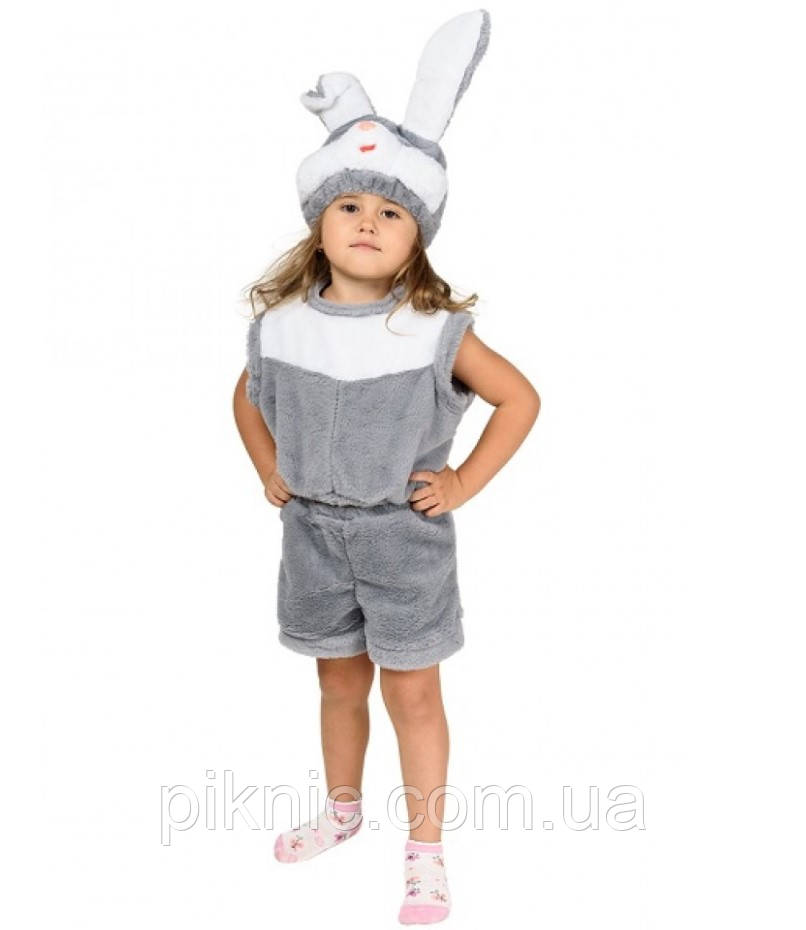 Новорічний костюм Зайчика 3,4,5 років  Костюм Заєць Сірий хутро