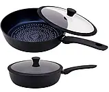 Сковорода Edenberg EB-3491 з алмазним антипригарним покриттям та з кришкою 24 см, фото 2