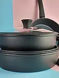 Сковорода Edenberg EB-3491 з алмазним антипригарним покриттям та з кришкою 24 см, фото 4