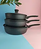 Сковорода Edenberg EB-3491 з алмазним антипригарним покриттям та з кришкою 24 см, фото 5