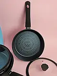 Сковорода Edenberg EB-3491 з алмазним антипригарним покриттям та з кришкою 24 см, фото 6