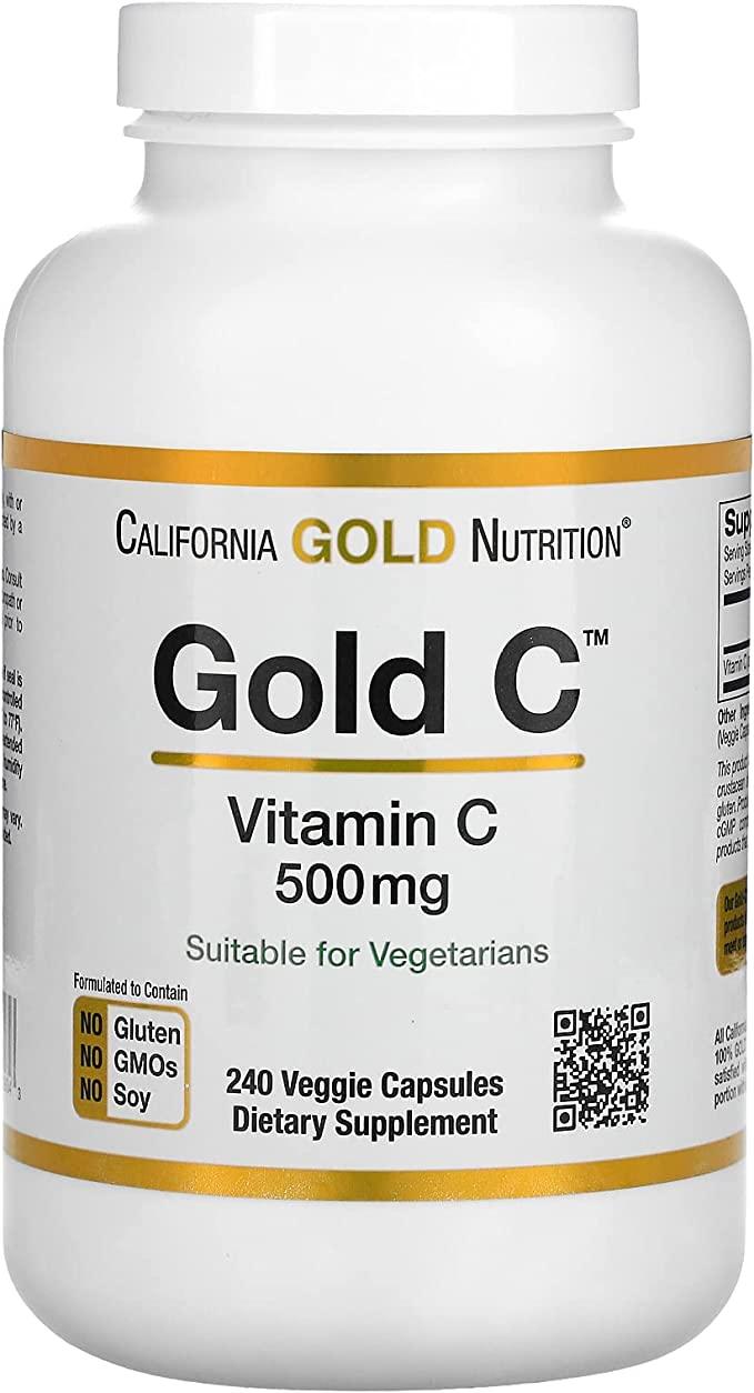 Gold C вітамін С класу USP 500 мг California Gold Nutrition 240 вегетаріанських капсул