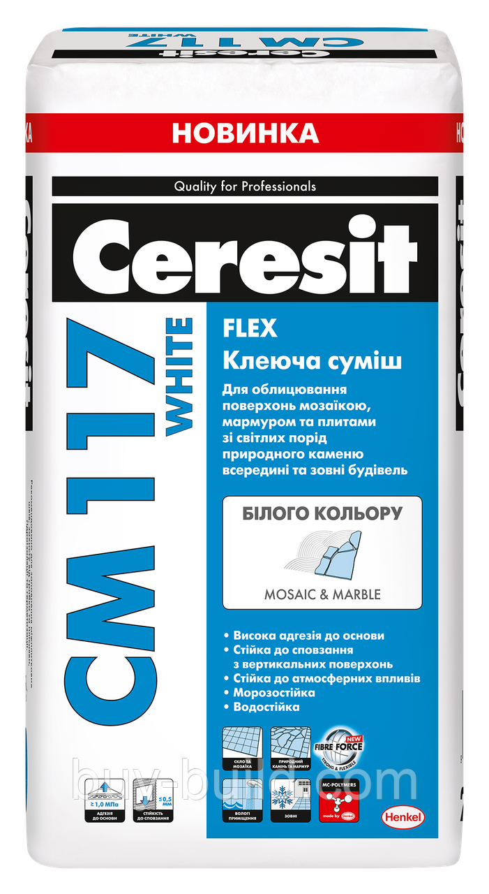 Клей для плитки Ceresit CM 117 WHITE FLEX 25 кг