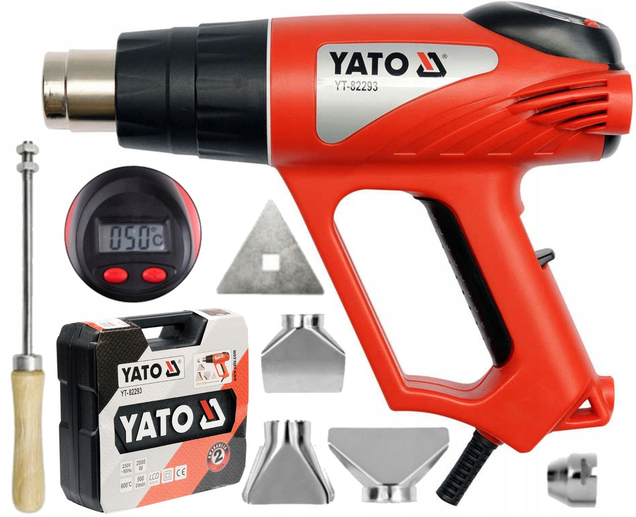Фен будівельний з дисплеєм YATO YT-82293 2000 Вт