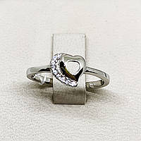 Кольцо серебряное с кубическим цирконием "Сердце" 15,5 1,43 г