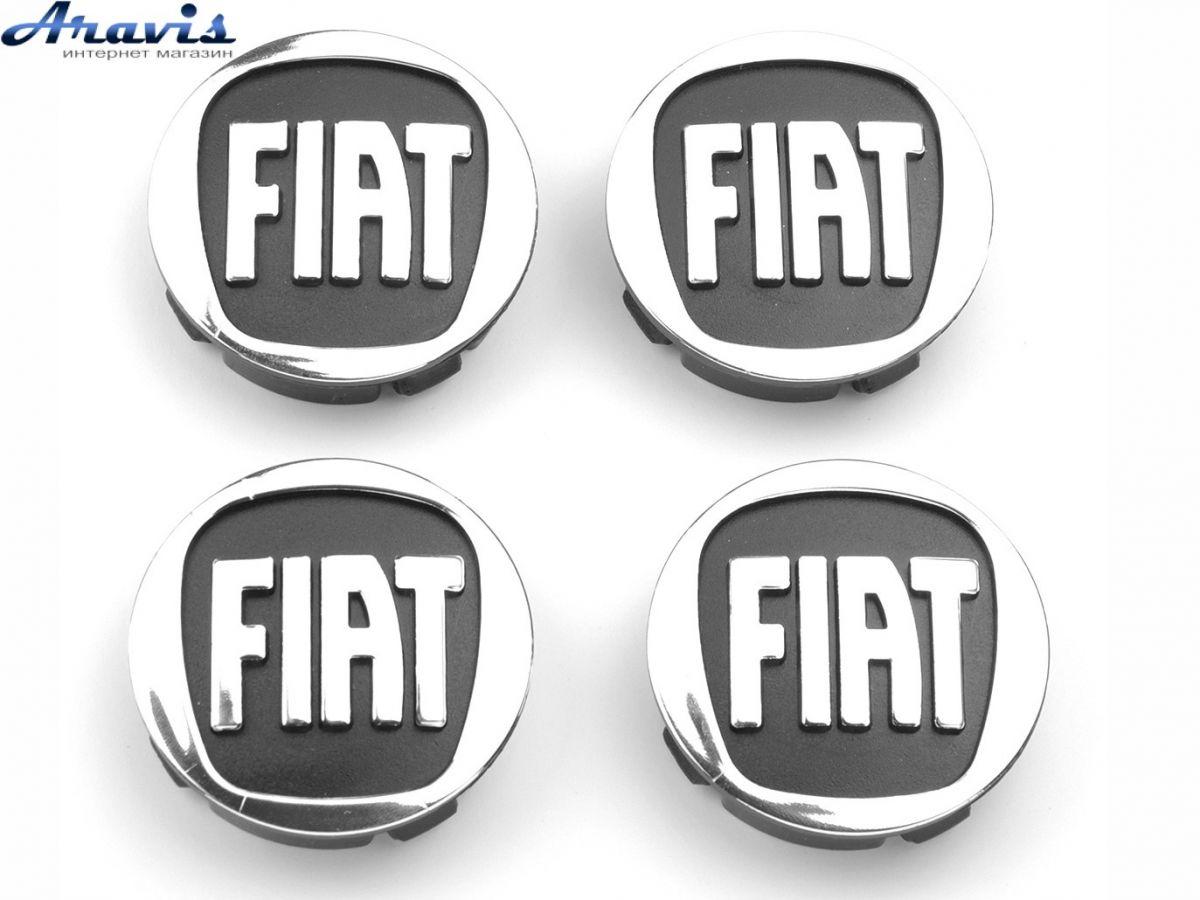 Ковпачки на диски Fiat чорні об'ємні 60/55мм заглушки на литі диски