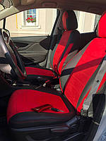 Авточехлы Nissan Tiida 2004-2008 (Экокожа + Антара) Чехлы в салон Черно-красные