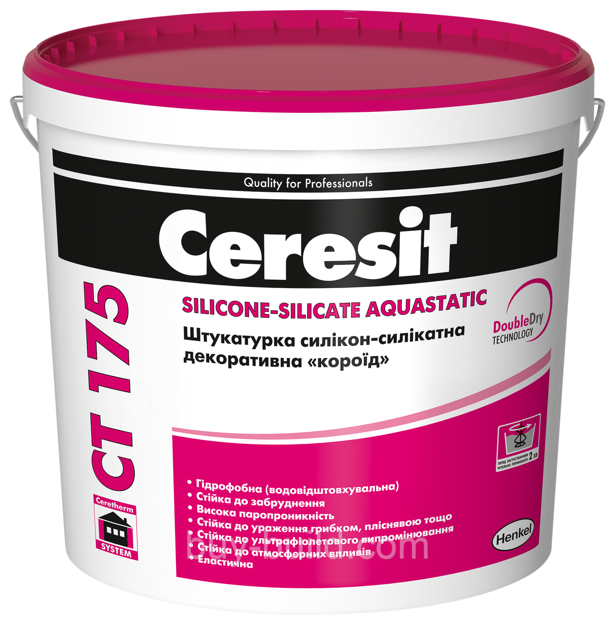 Штукатурка силікон-силікатна декоративна «короїд» Ceresit CT 175 База 2,0 (25кг), фото 1