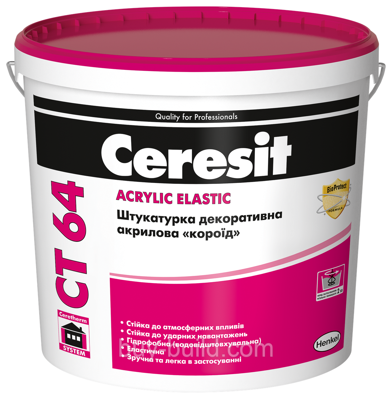 Штукатурка декоративна акрилова «короїд» (зерно 2 мм) Ceresit CT 64 (25кг)