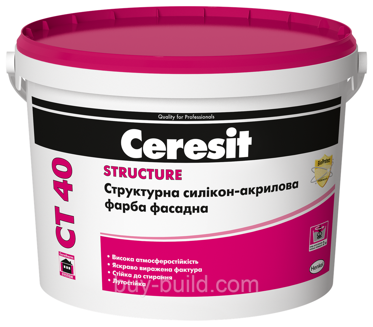 Структурна силікон-акрилова фасадна фарба Ceresit CT 40 База 10л
