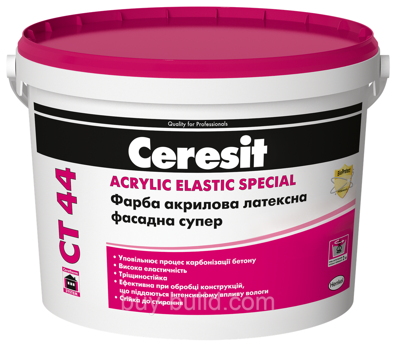 Фарба акрилова латексна фасадна Ceresit CT 44 База C прозора 10л, фото 1