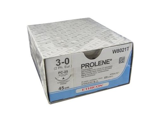 Хірургічна нитка Ethicon Пролен (Prolene) 3/0, довжина 45 см, реж. голка 26 мм, W8021T