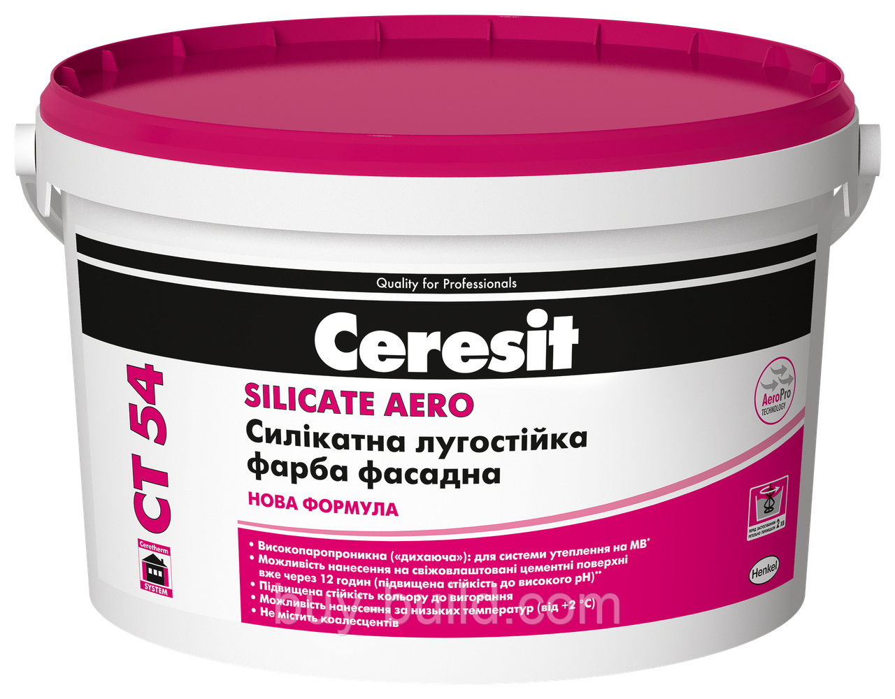 Силікатна лугостійка фарба фасадна Ceresit CT 54 База А 10 л, фото 1
