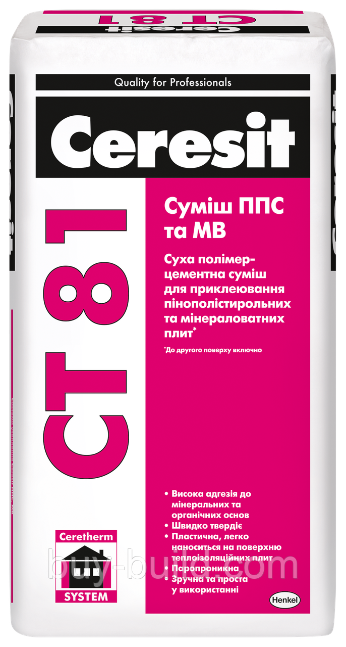 Суміш для приклеювання ППС та МВ Ceresit CT 81
