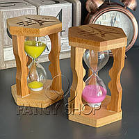 Пісочний годинник деревяний "3 хвилини" шестикутник, 10*8 см, Песочные часы деревянные "3 минуты"