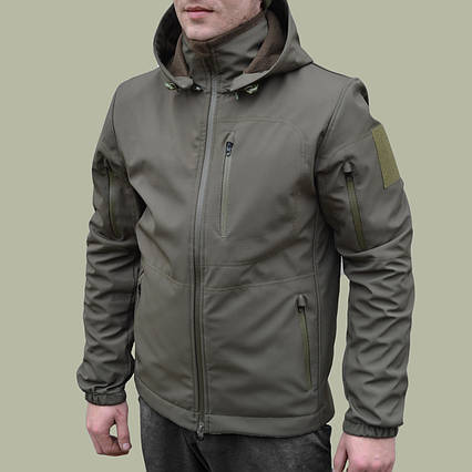 Куртка Softshell тактична польова олива, тепла зимова куртка софтшел олива хакі для військового ЗСУ бушлат
