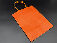 Крафт-пакеты бумажныес ручками для продуктов и упаковки Цвет оранж. 21х27х11см