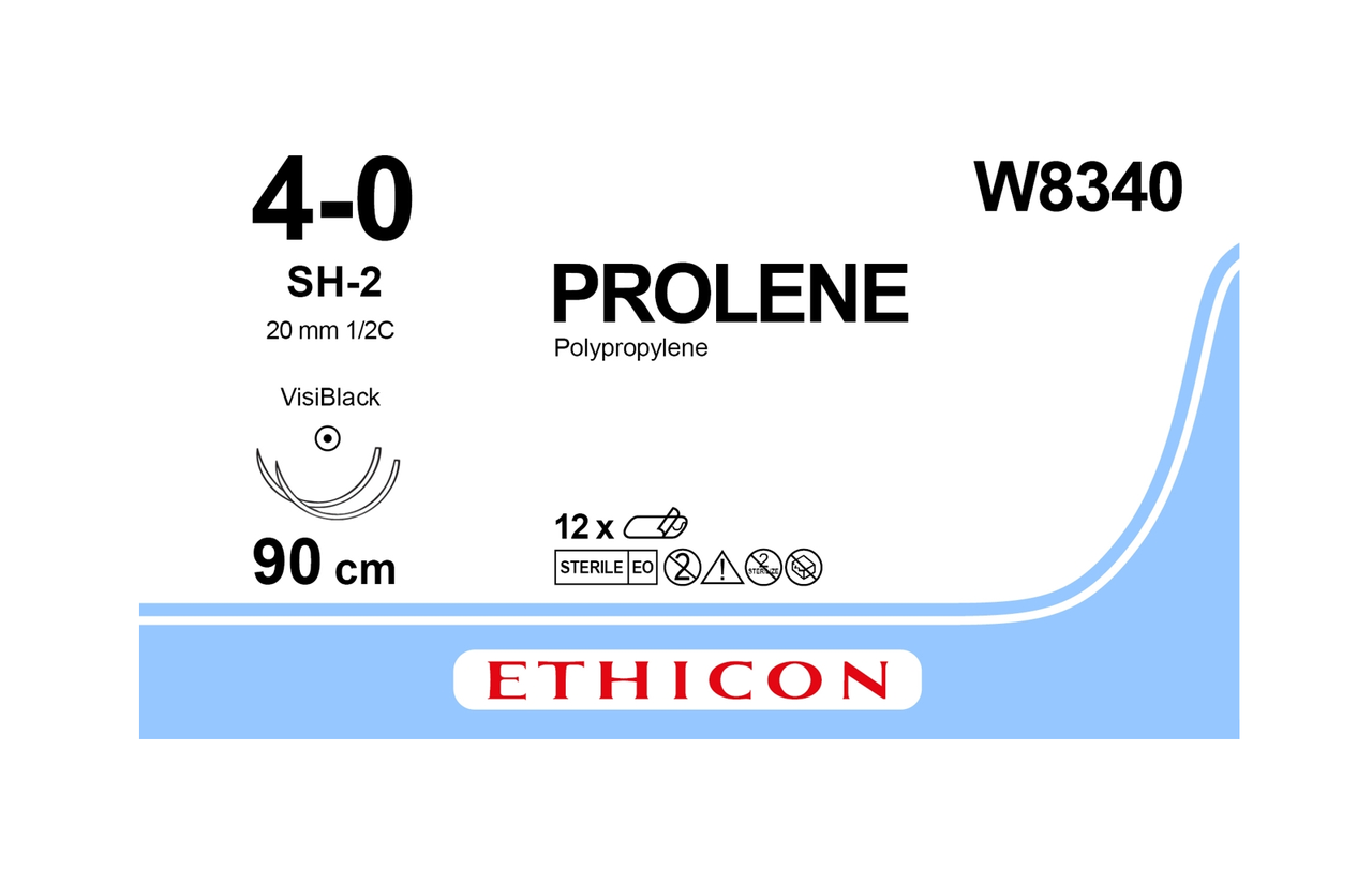 Хірургічна нитка Ethicon Пролен (Prolene) 4/0, довжина 90 см, 2 кільк. голки 20 мм, W8340, фото 1