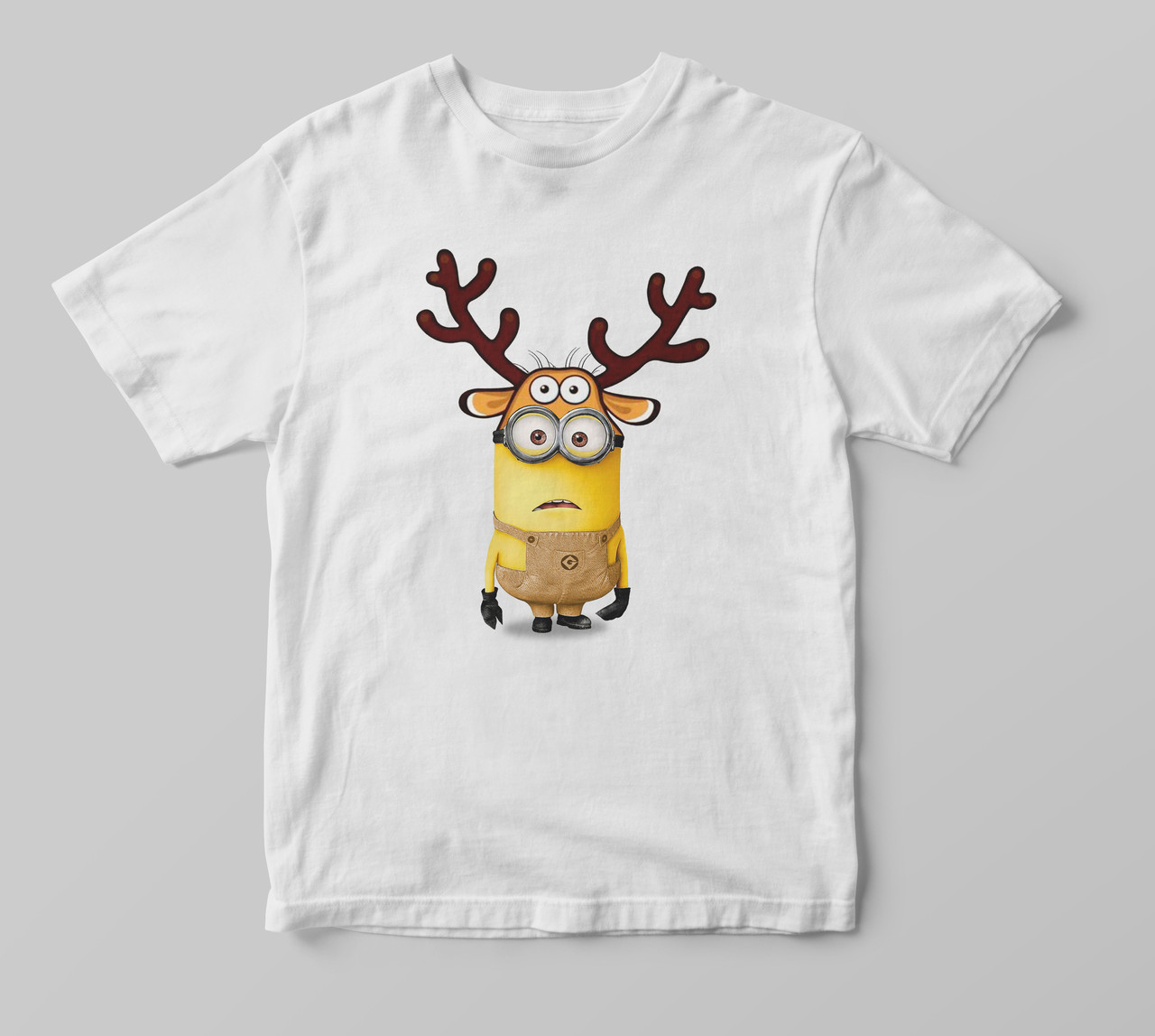 Футболка з принтом "Міньйон в шапці оленя", фото 1