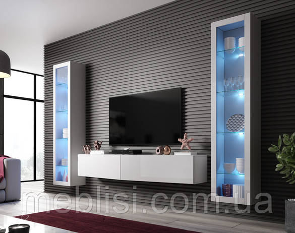 Біла вітальня VIGO SLANT 6 (білий глянець) (модульні меблі) (Cama)