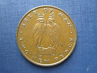Монета 2 пенса Остров Мэн Великобритания 1975 фауна сокол