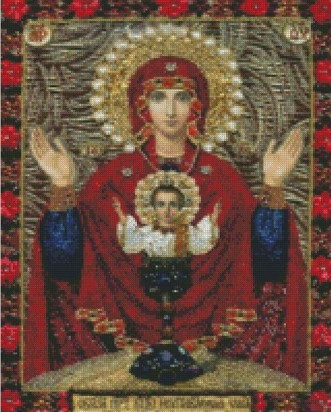 Алмазна мозаїка викладка стразами ікона Божої Матері Невипивана Чаша (повна викладка) 20*25 см