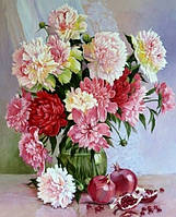 Діамантова вишивка. Картина на підрамнику "Натюрморт з гранатами", 30х40 см, квадратні стрази