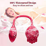 Подвійний вакуумний вібратор "Троянда" Valery (вакуумний стимулятор) USB - Рожевий - Вібратори, фото 2