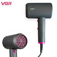 Фен сушка для волосся VGR Fashion V-400 Сіро-рожевий, маленький фен для укладки волосся 2000W (фен для волос)