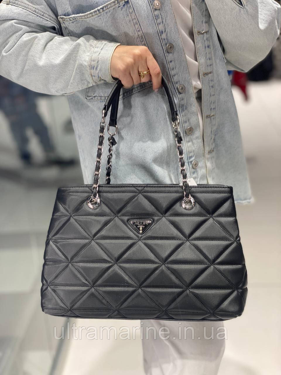 Стильна жіноча сумка Prada Neylon black handbag