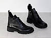Зимові шкіряні черевики жіночі чорні на шнурівці, фото 9