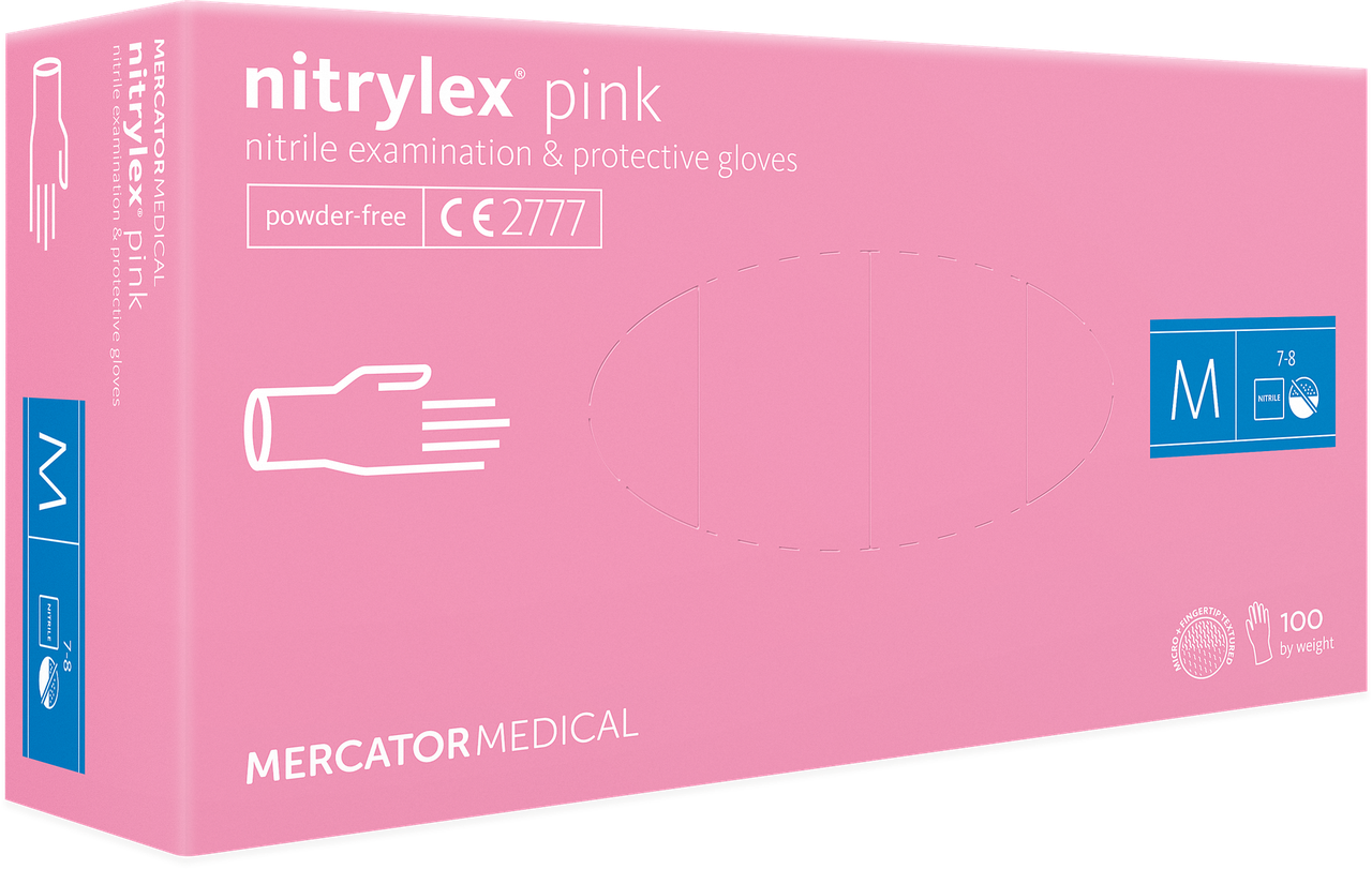 Рукавички нітрилові Nitrylex рожеві 100шт M