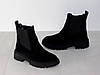 Черевики челсі демісезонні жіночі замшеві чорні, фото 10