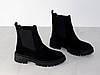 Черевики челсі демісезонні жіночі замшеві чорні, фото 8