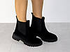 Черевики челсі демісезонні жіночі замшеві чорні, фото 5