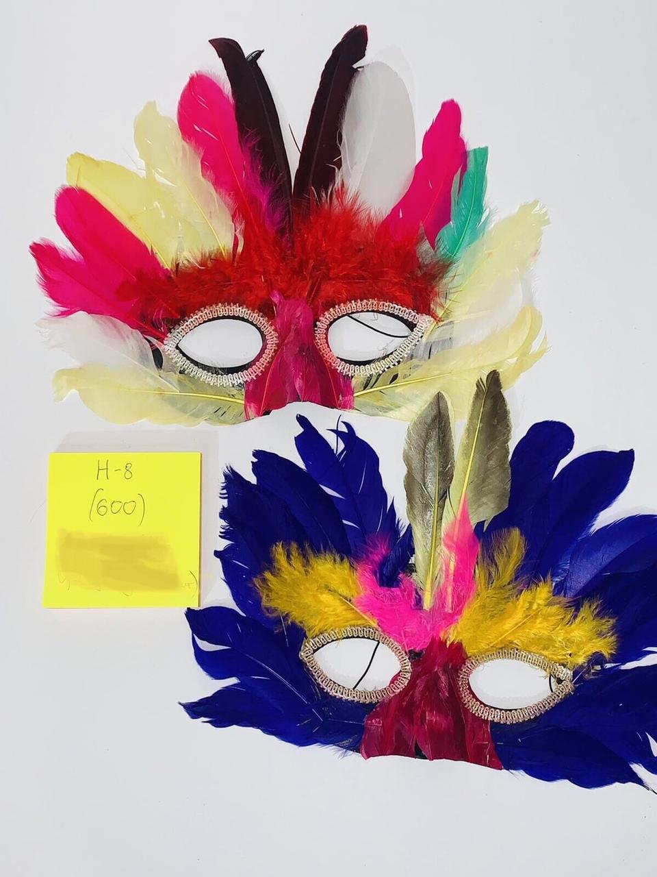 Карнавальна маска з пірьям 10шт, фото 1