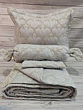 Покривало одностороннє з наволочками та валиком 260x265 колір сірий, фото 2