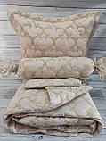 Покривало одностороннє з наволочками та валиком 260x265 колір бежевий, фото 2