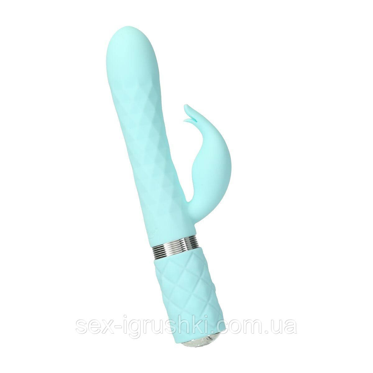 Розкішний кролик з ротацією та вібрацією Pillow Talk Lively Teal, кристал Сваровскі, потрійний відро SO6857